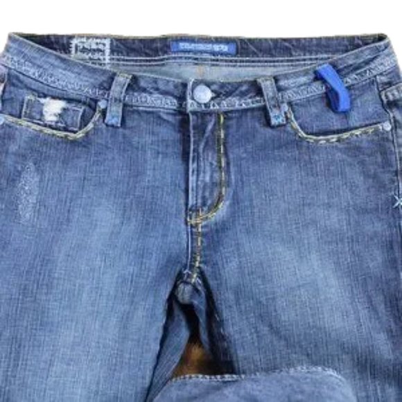 Pepe Jeans London Distressed Blue Fade Vintage Pocket Folk Art Boot, Size 12 - Picture 9 of 12